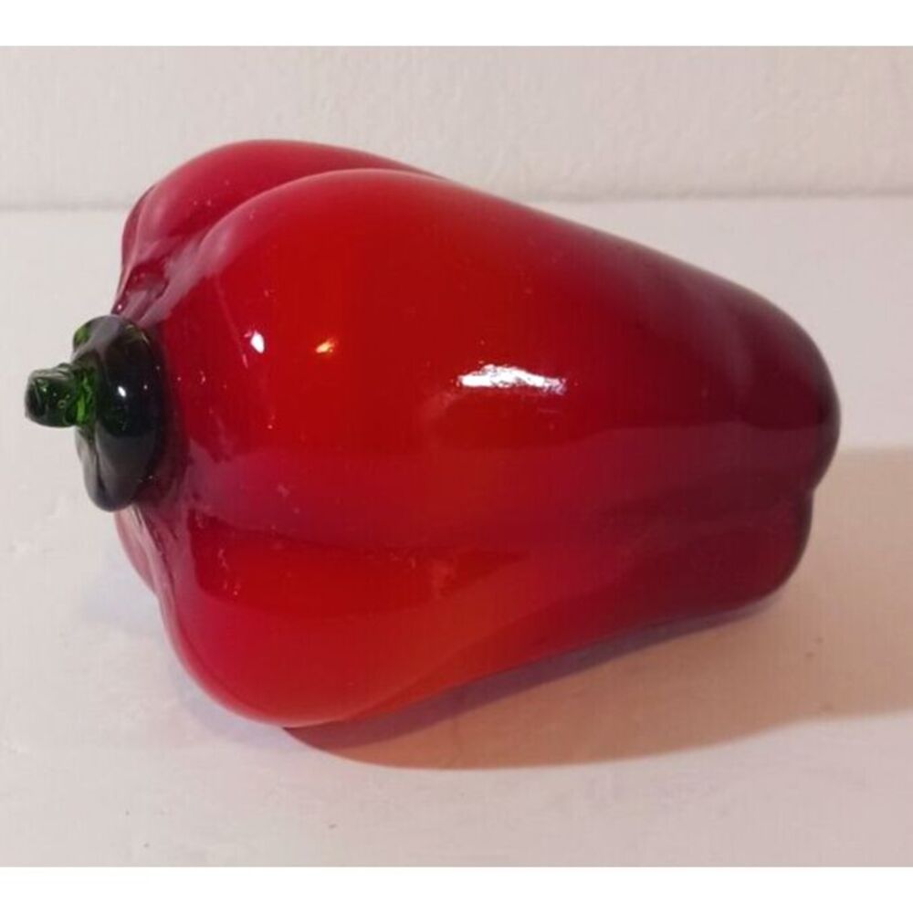 FAUX FAKE FOOD Vegetable BELL PEPPER RED ART GLASS Hand Blown 5" Vintage